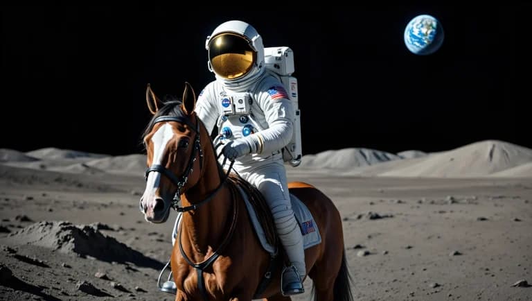 Astronaut riding a horse created with Reve Art